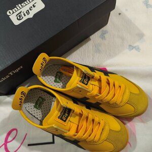 Onitsuka Tiger Bright Yellow Leather Patchwork Retro Sneakers